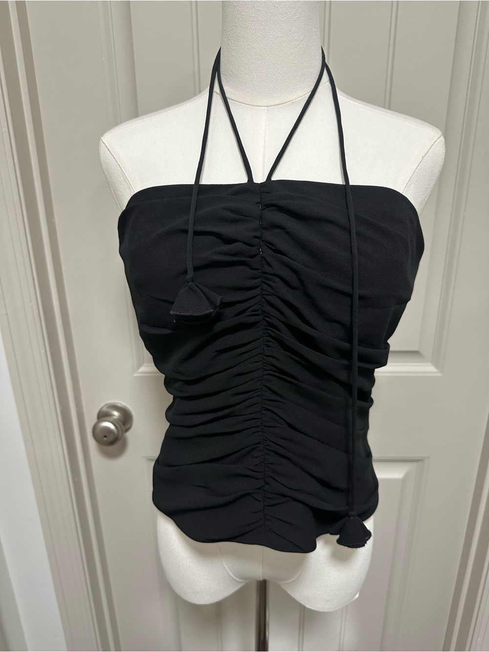 J. Crew Black Ruched Halter Camisole